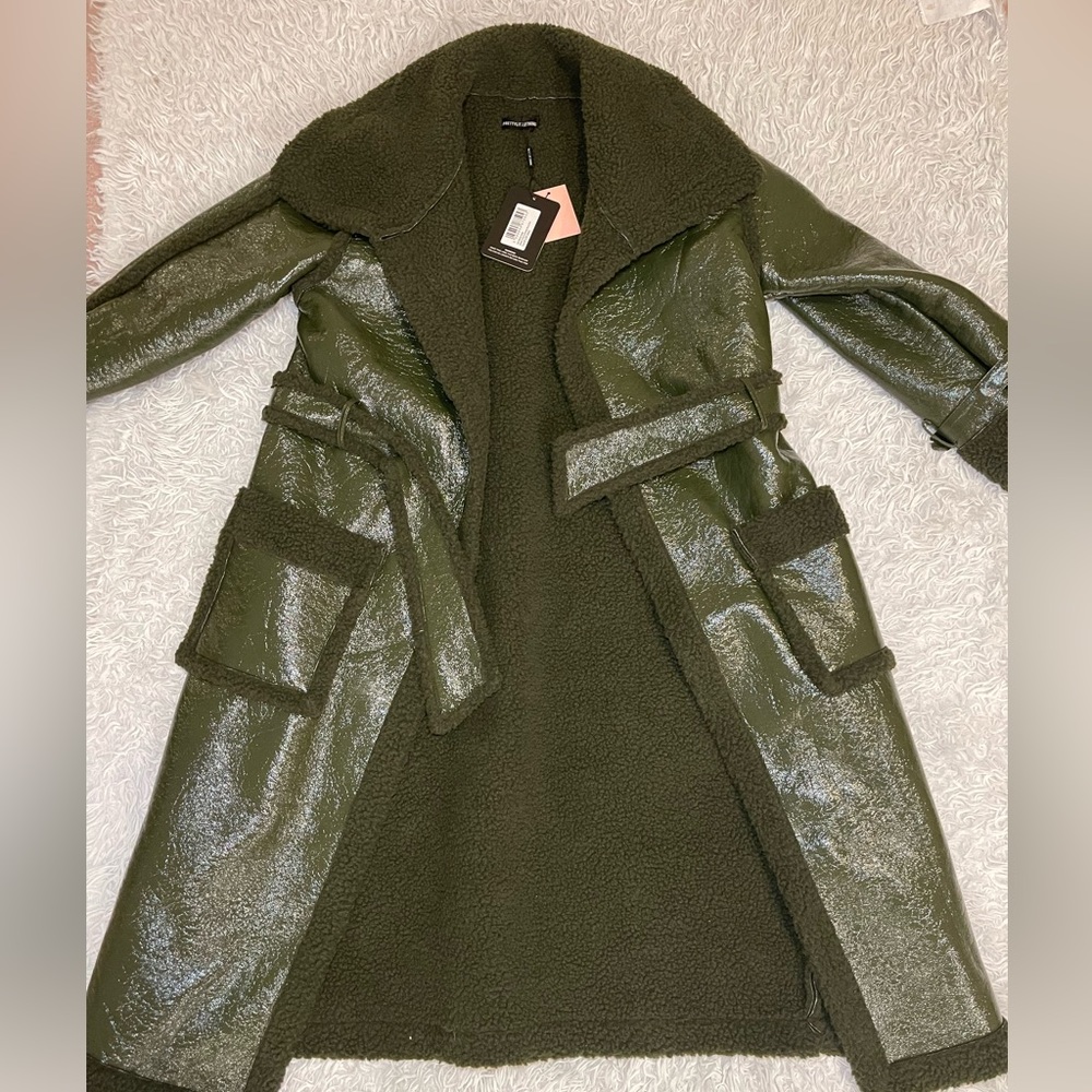 Forest Green wool Pretty Little Thing trench coat